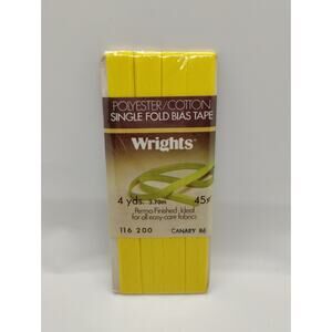 Wrights Single Fold Bias Tape 4 yds 116 200 - Canary 86 - Vintage Sewing 1978